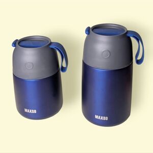 MAXSO Blue Stainless Steel Insulated Wide Mouth Food Jars, Set Of Two
